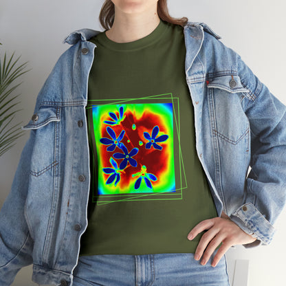 Unisex  Cotton Tee, psychedelic  flower design