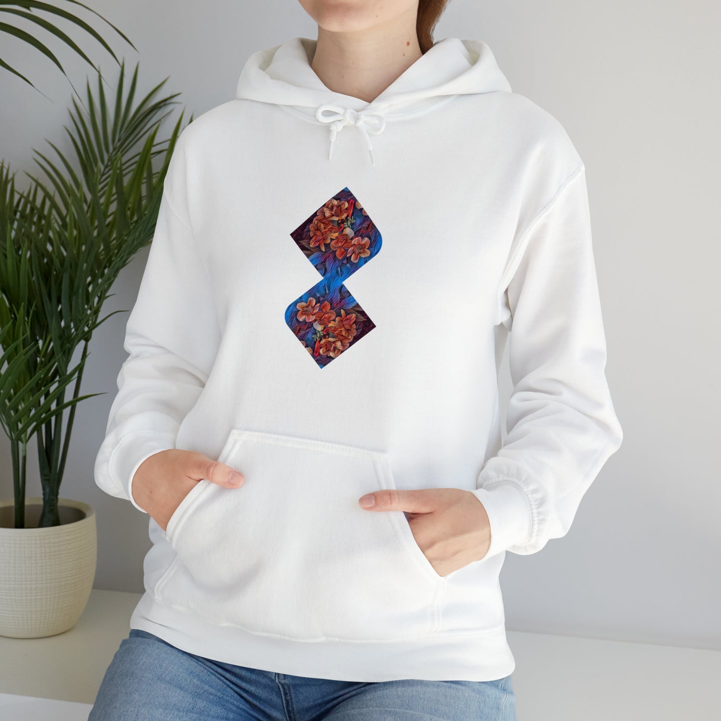 Unisex  Hooded Sweatshirt with Psychedelic Flower design