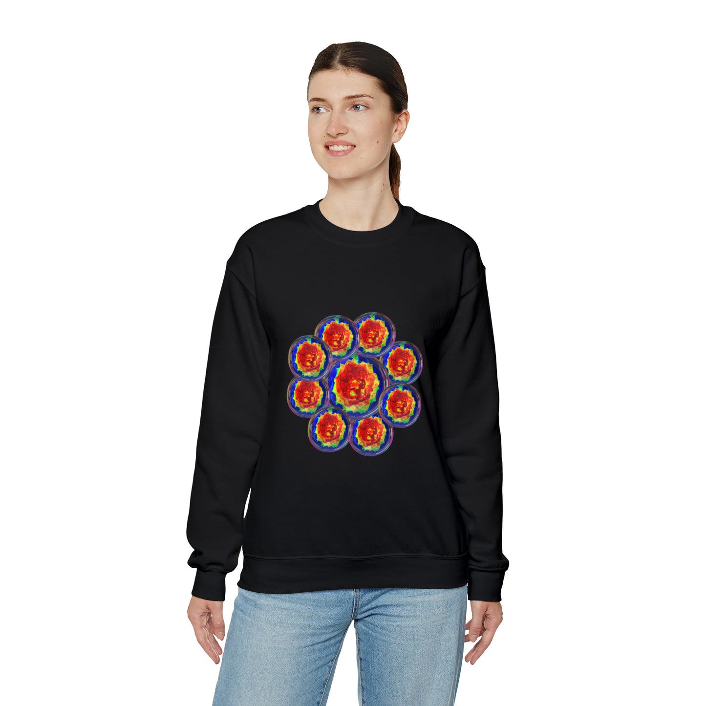 Unisex  Sweatshirt Orange Flower Psychedelic Design