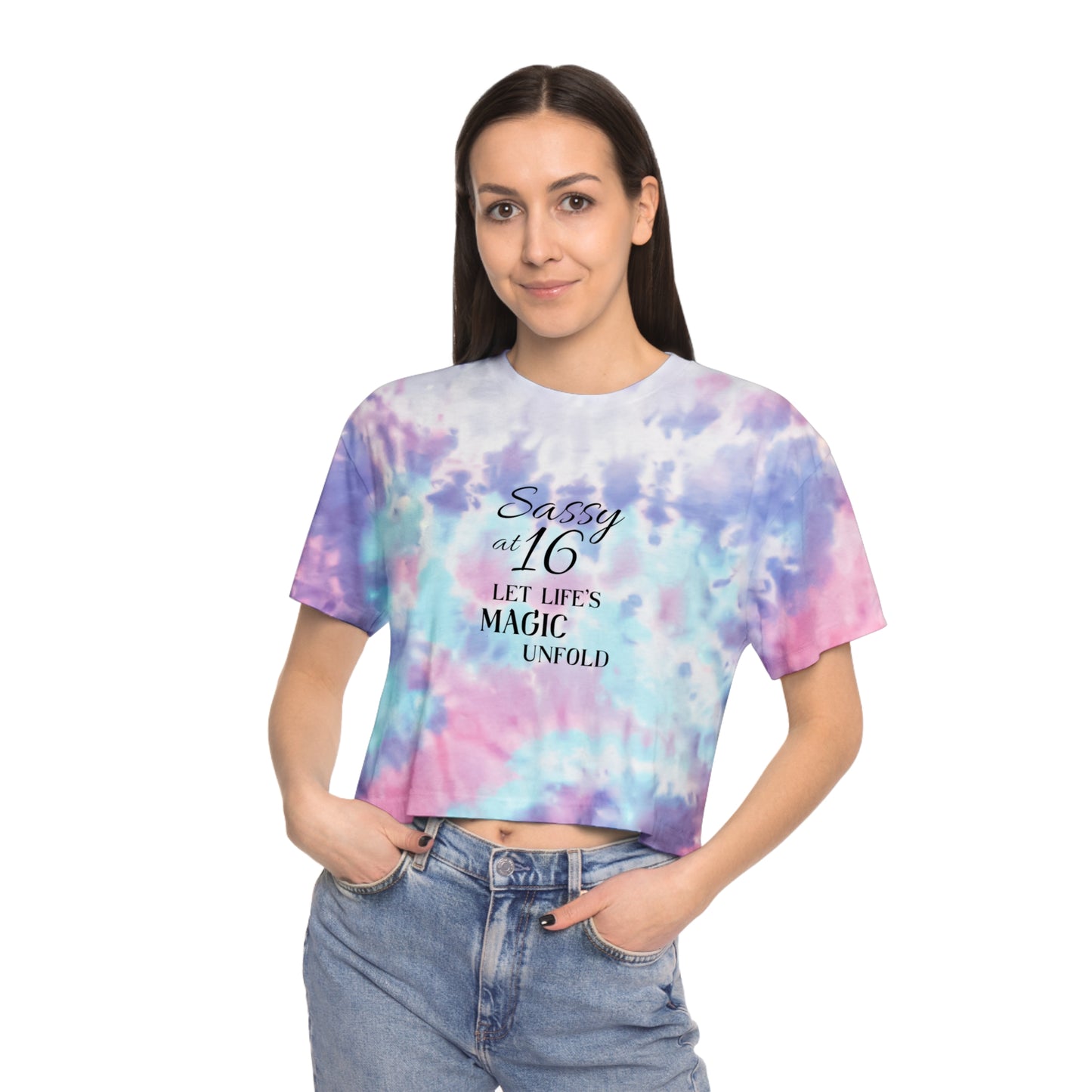 Women's Tie-Dye Crop Tee, Birthday Sloan merch