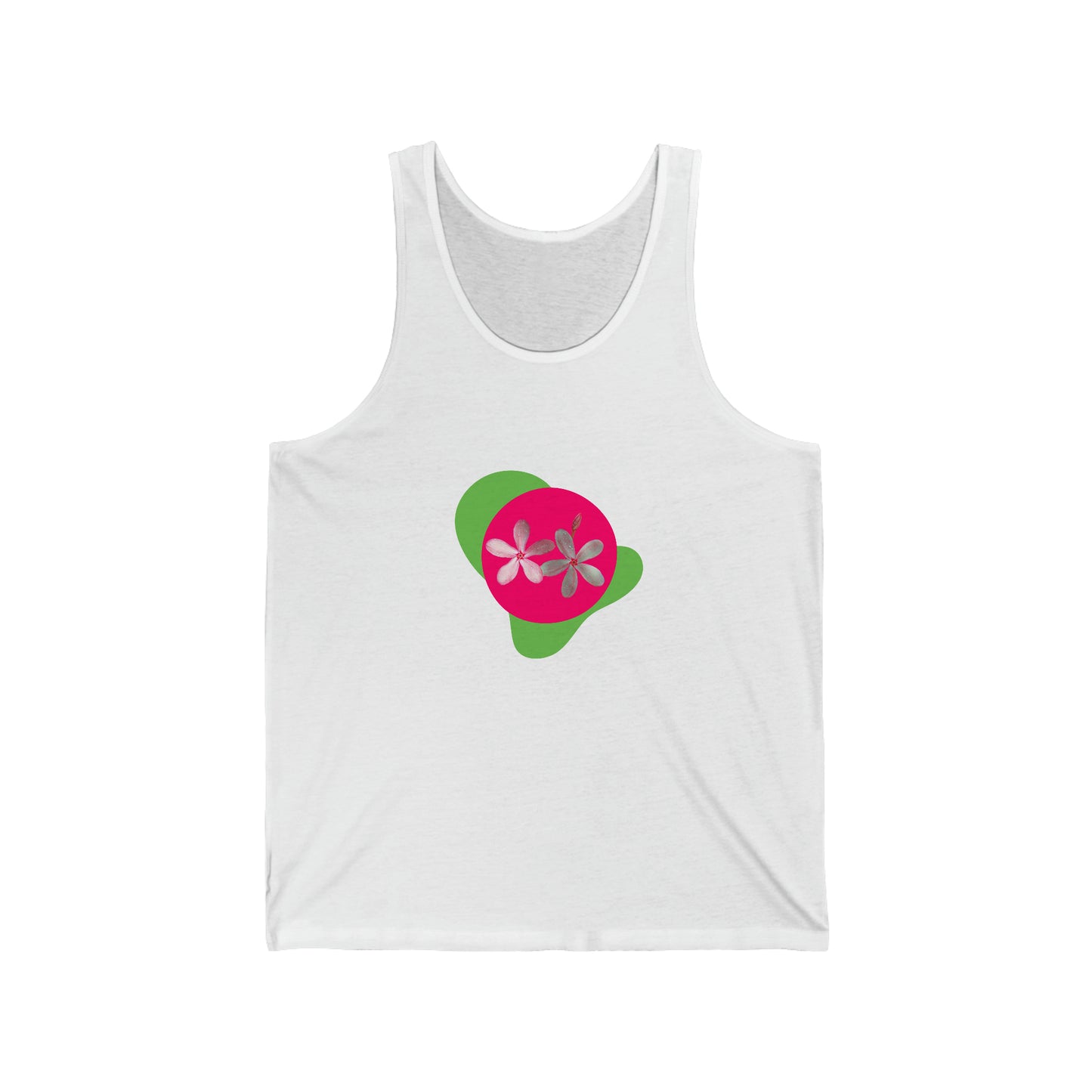 Vibrant Pink Flowers Flourish on a Tank Top