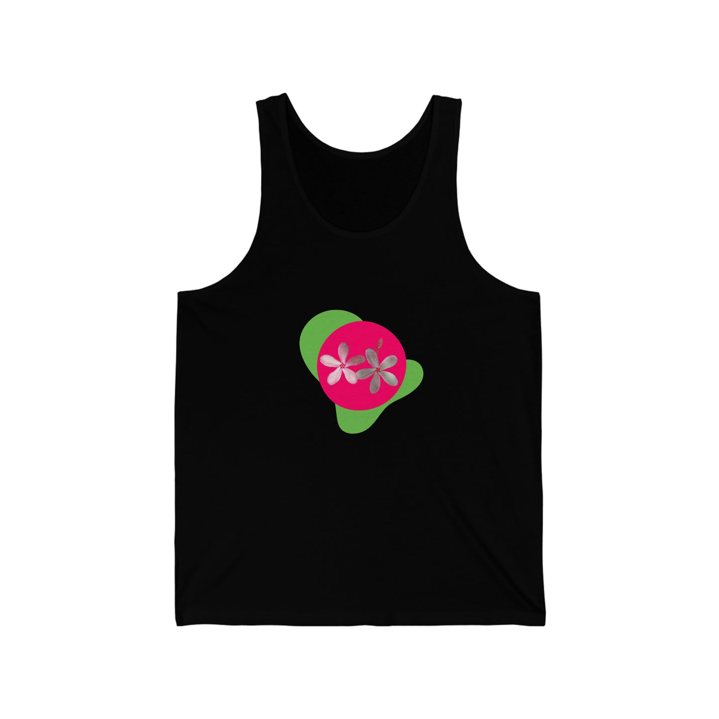 Vibrant Pink Flowers Flourish on a Tank Top