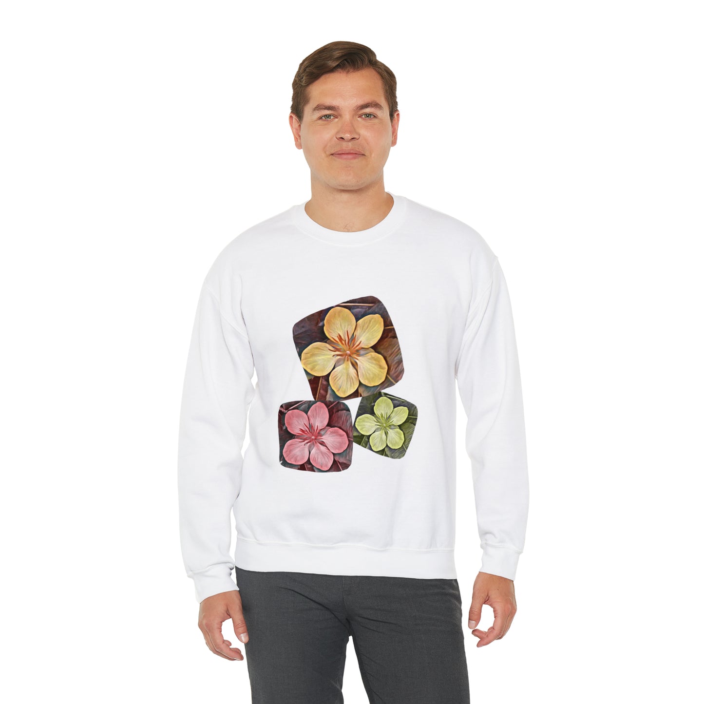 Unisex Crewneck Sweatshirt with Autumn Flowers