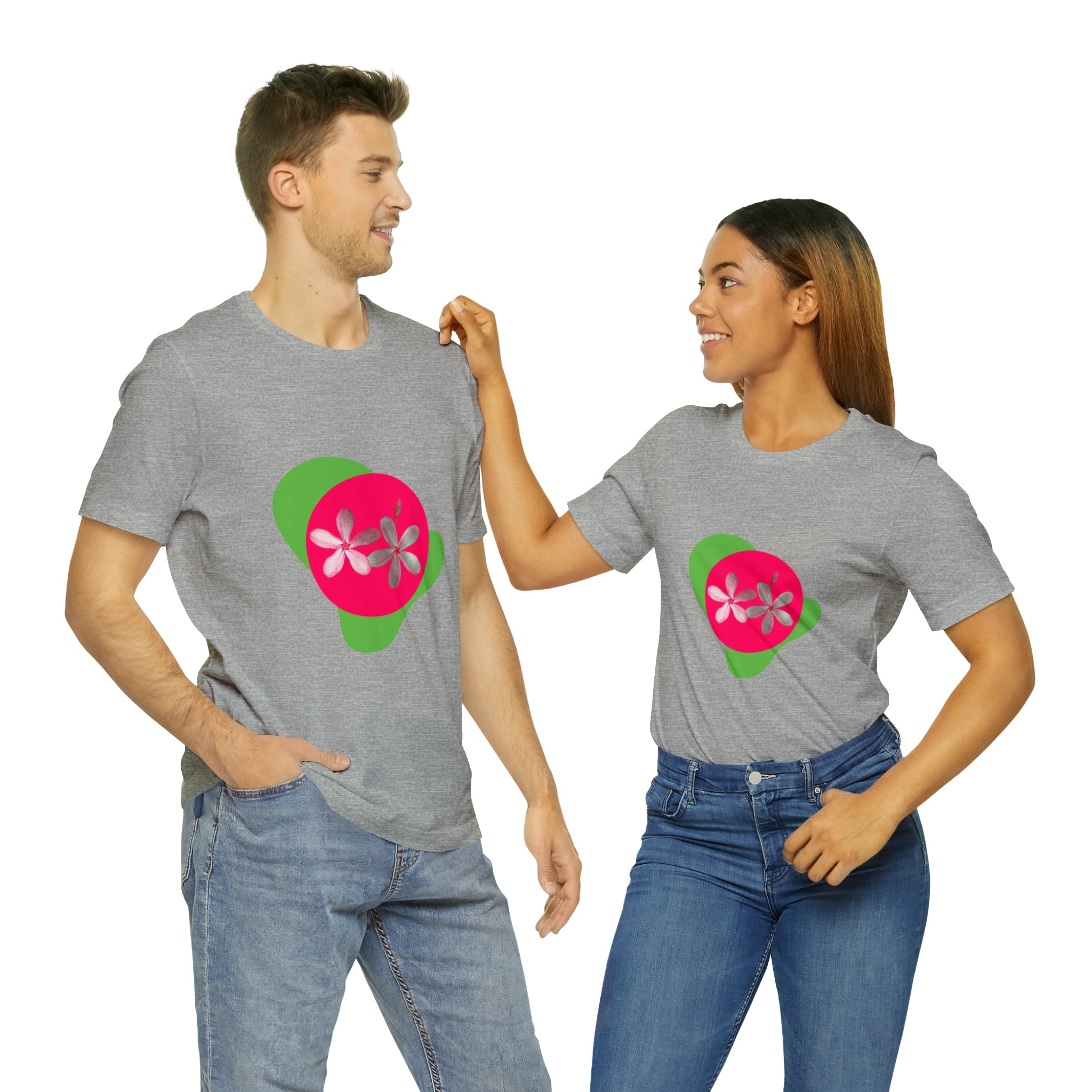Vibrant Pink Flowers Unisex Jersey T-shirt