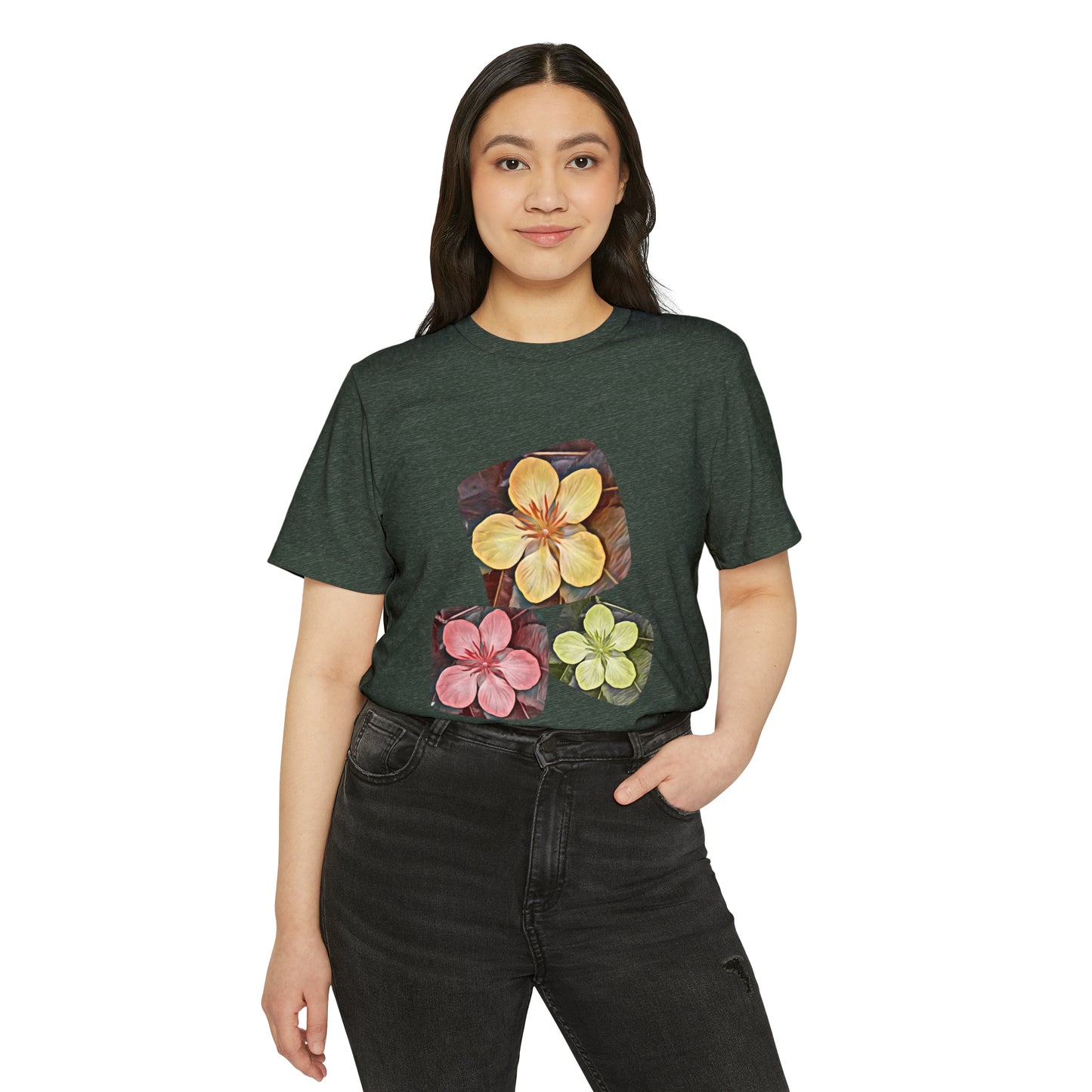 Unisex Recycled Organic T-Shirt with Autumn Flowers