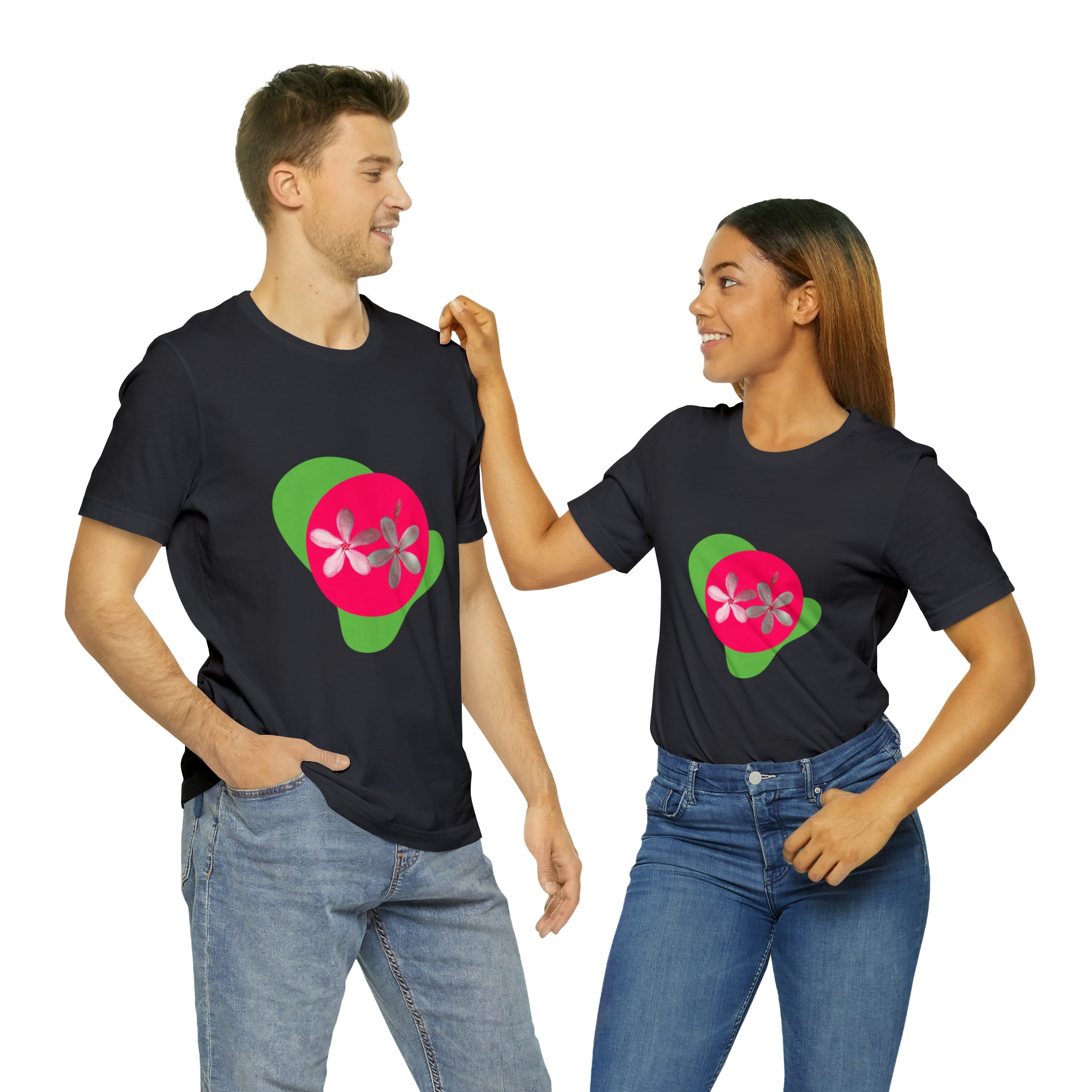 Vibrant Pink Flowers Unisex Jersey T-shirt
