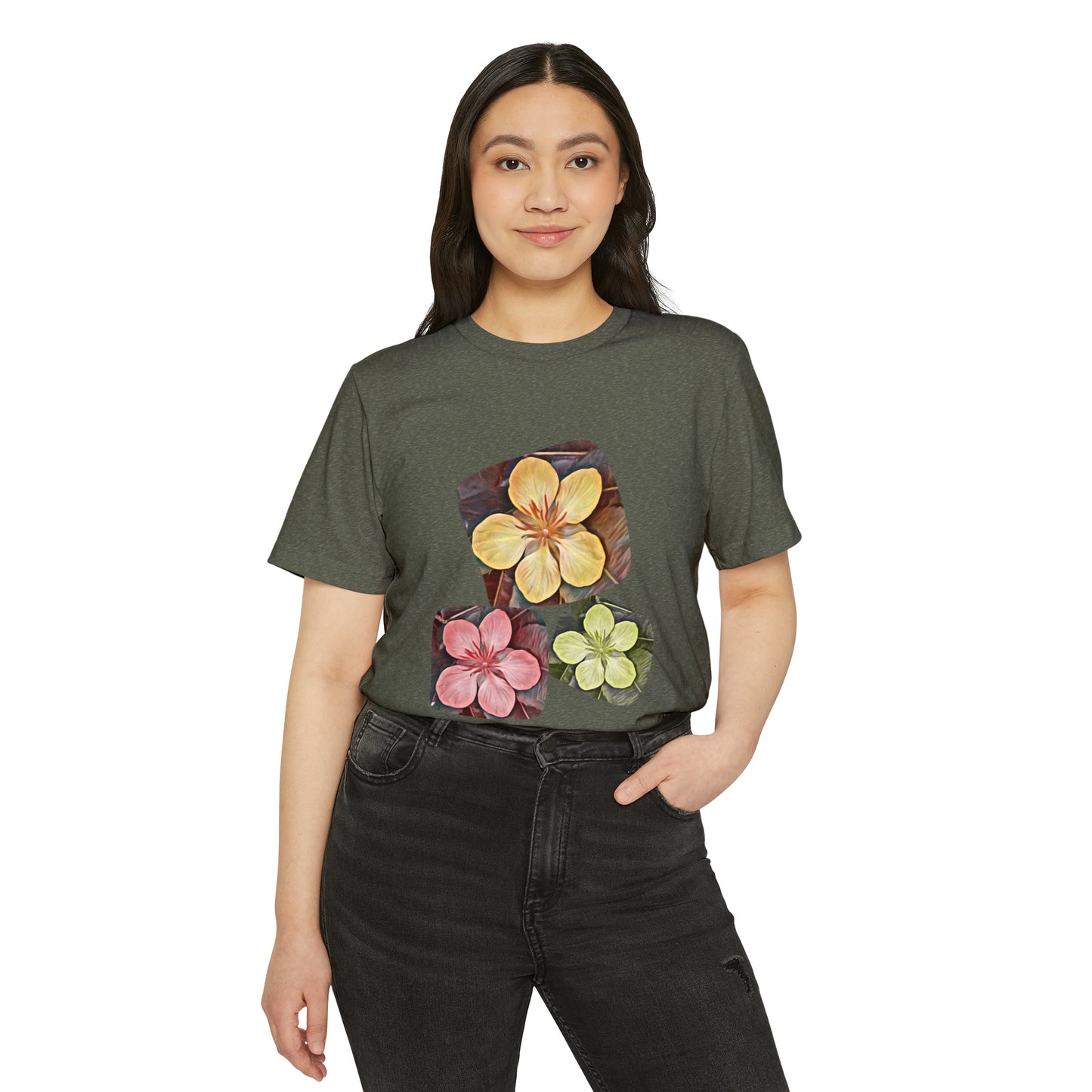 Unisex Recycled Organic T-Shirt with Autumn Flowers