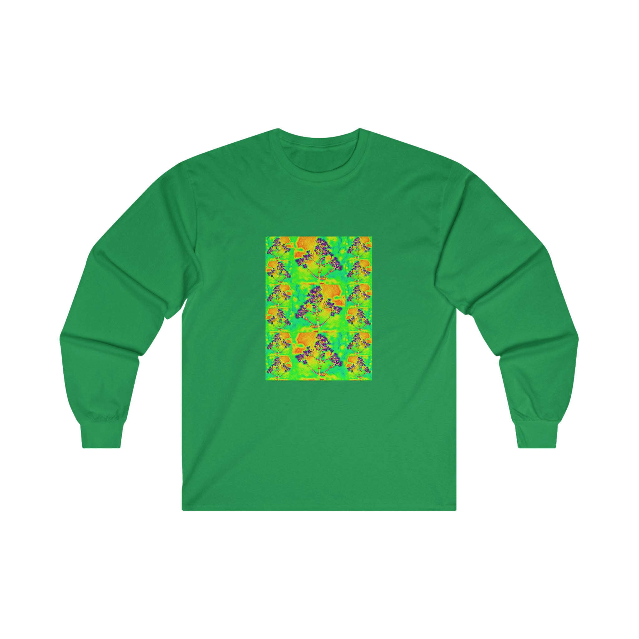Cotton Long Sleeve Tee with psychedelic patterns