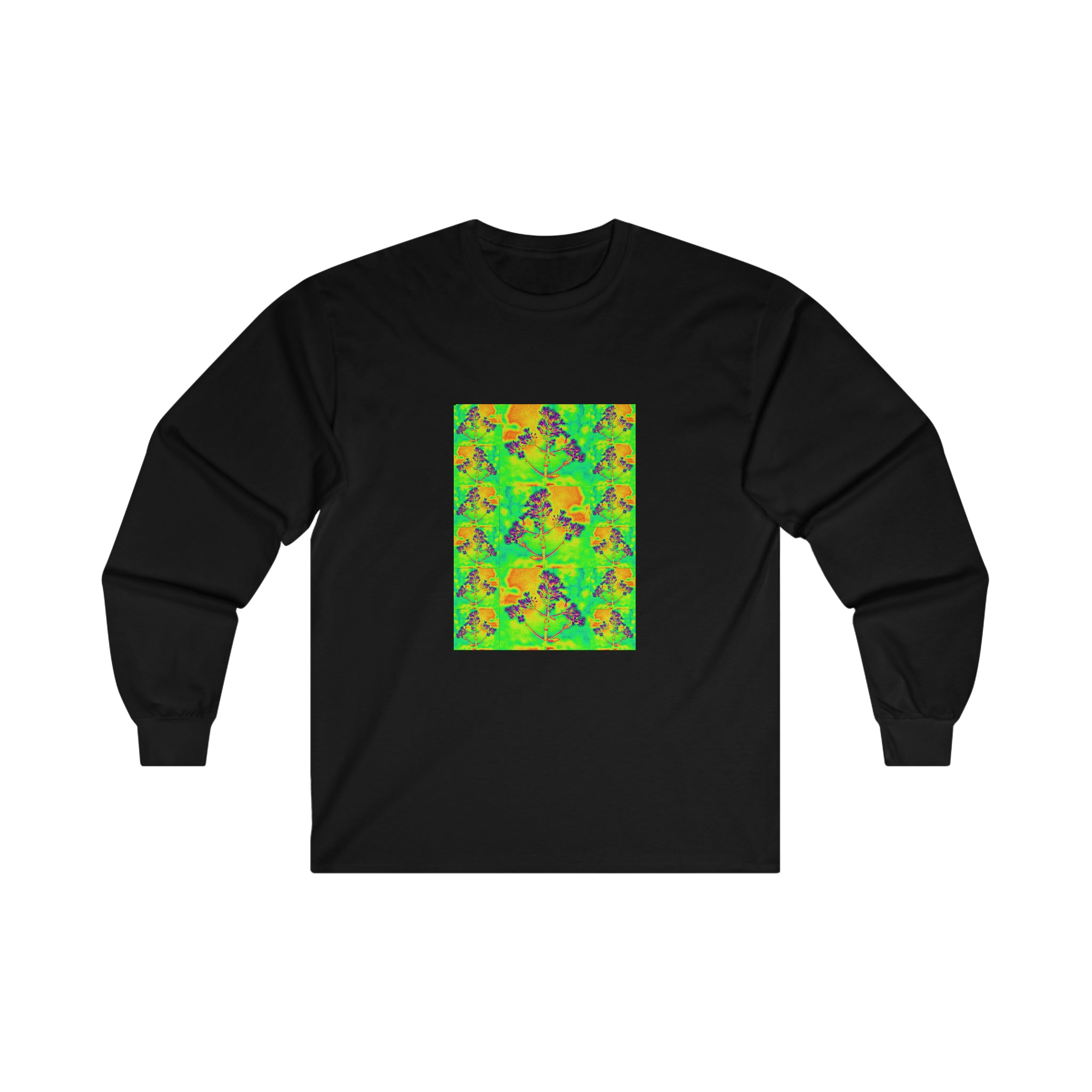 Cotton Long Sleeve Tee with psychedelic patterns