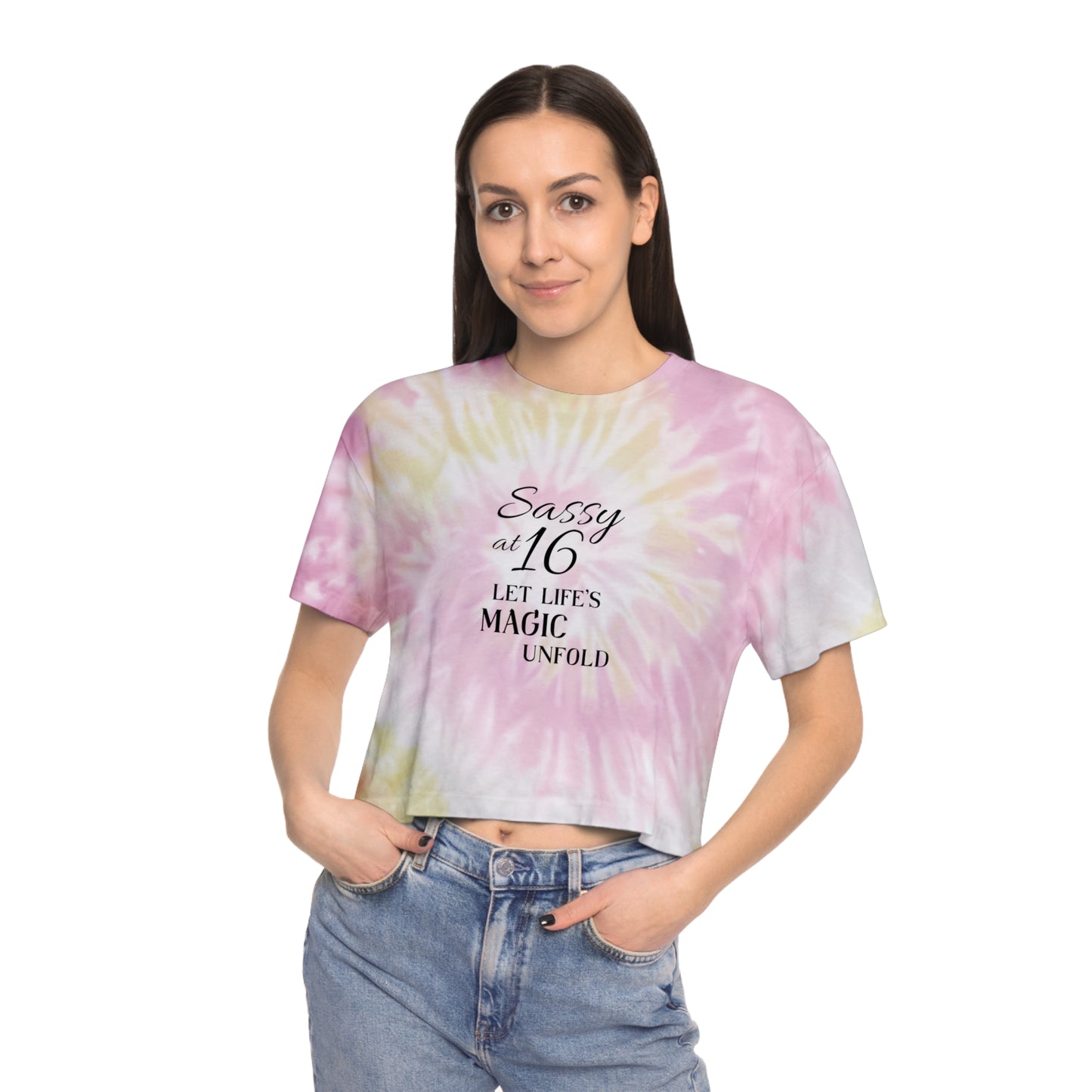 Women's Tie-Dye Crop Tee, Birthday Sloan merch