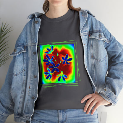 Unisex  Cotton Tee, psychedelic  flower design