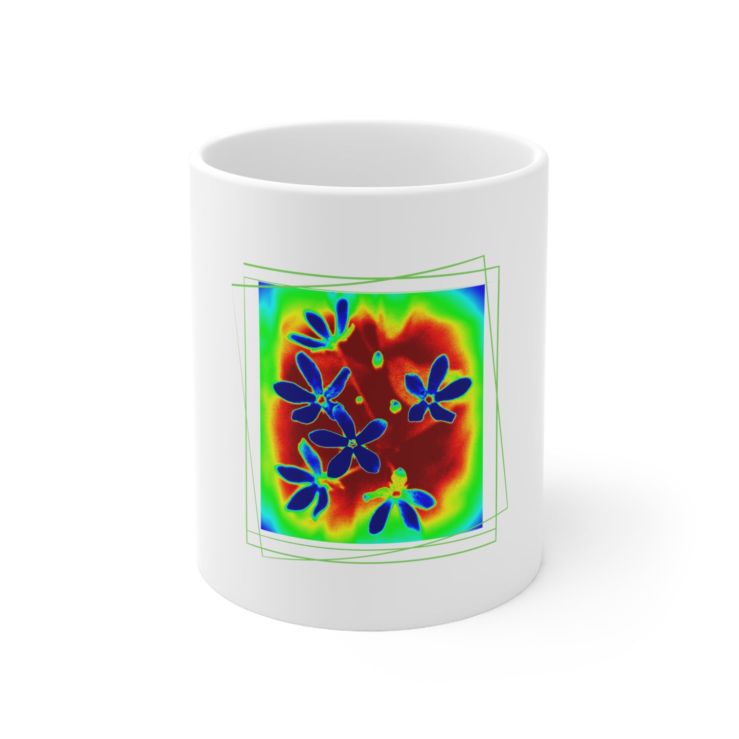 Ceramic Mugs with psychedelic floral patterns