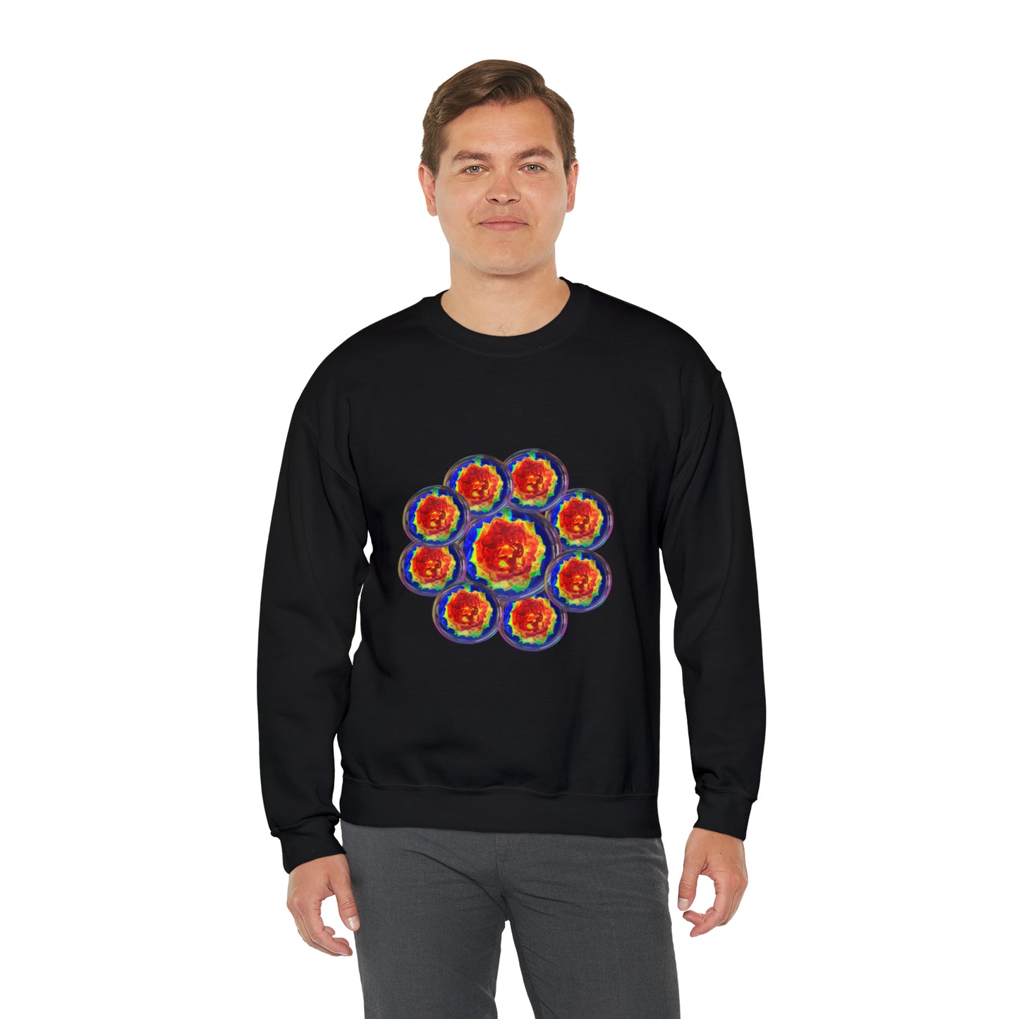 Unisex  Sweatshirt Orange Flower Psychedelic Design