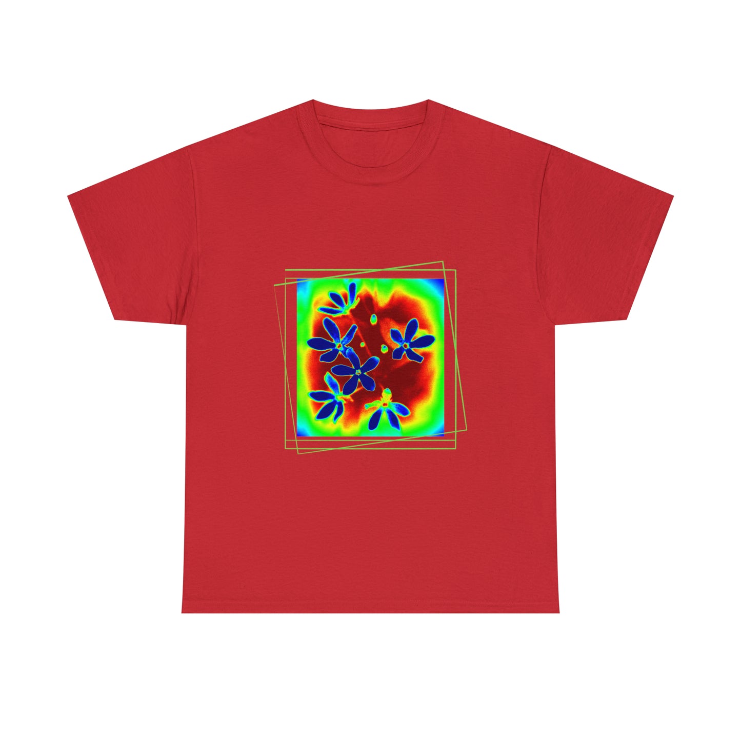 Unisex  Cotton Tee, psychedelic  flower design