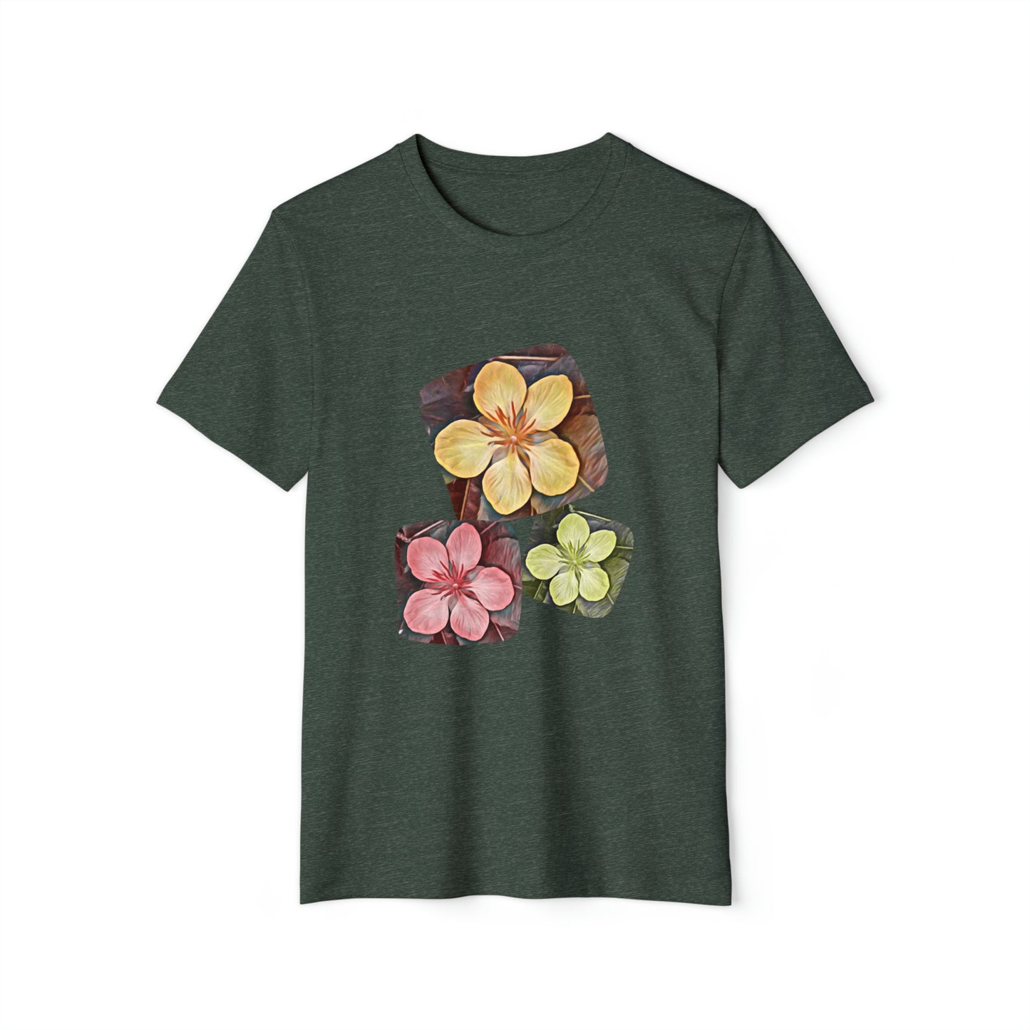 Unisex Recycled Organic T-Shirt with Autumn Flowers