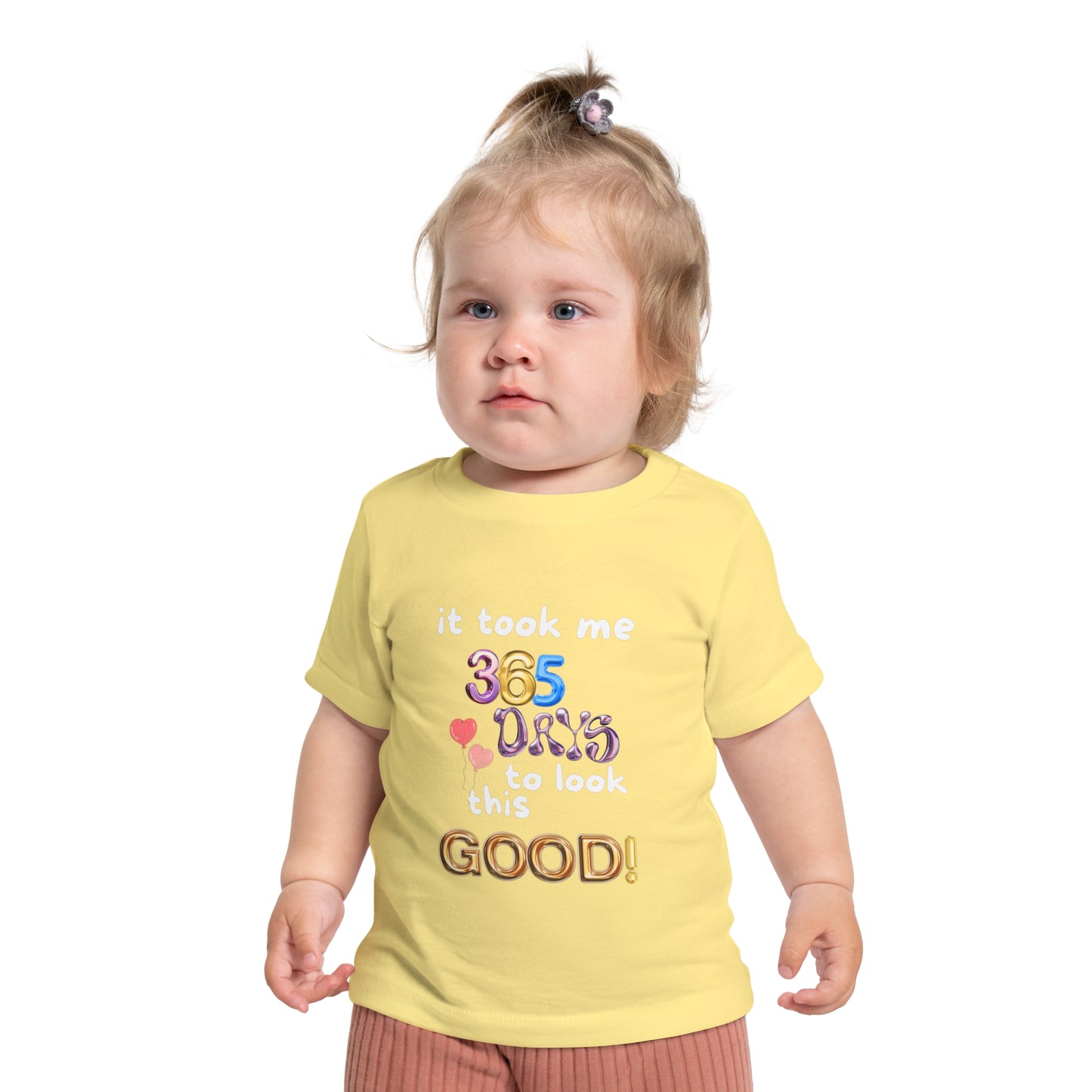 Baby Short Sleeve T-Shirt one year old,1st Birthday, witty, it took me 365 days to look this good!