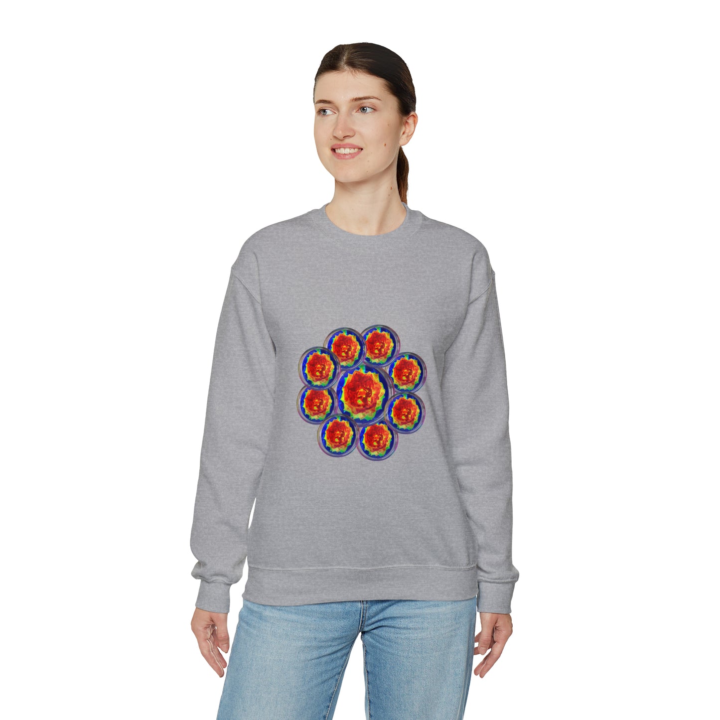 Unisex  Sweatshirt Orange Flower Psychedelic Design