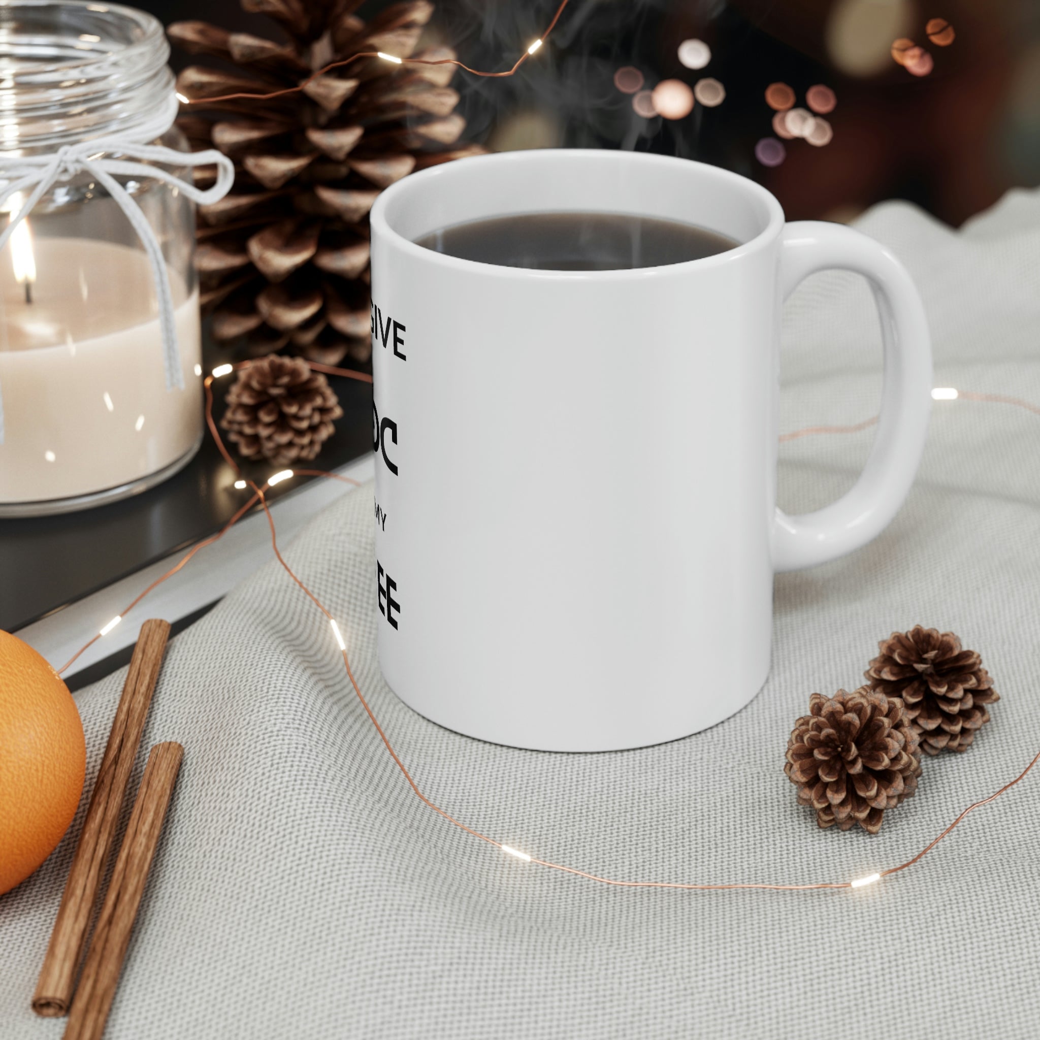 Custom White Ceramic Coffee Mug – 11oz